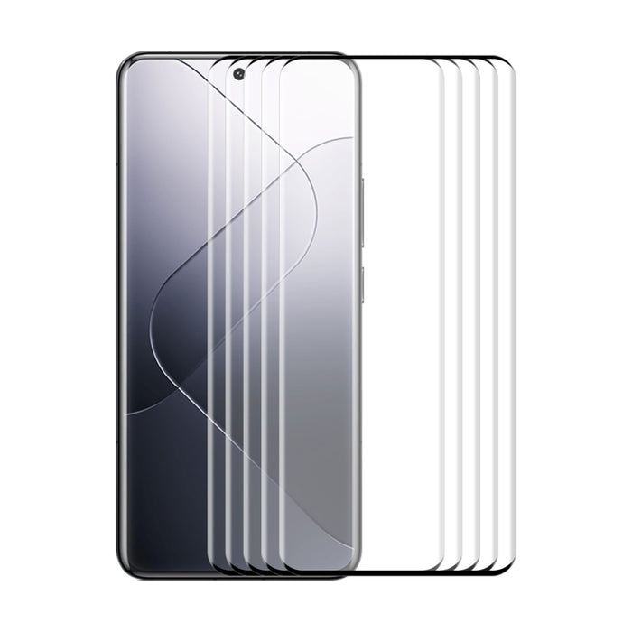 Película de vidrio templado con pegamento lateral completo para doblar con calor ENKAY Hat-Prince de 5 piezas, For Redmi Note 15 Pro+ 5G Global 163.3mm, For Redmi Note 15 5G Global 164mm, For Xiaomi 14 Pro, For Redmi Note 13 Pro+
