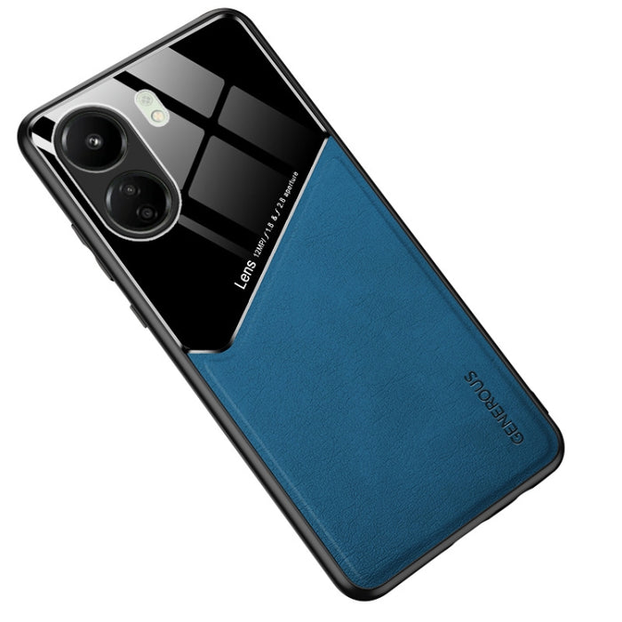 Caja de teléfono de vidrio orgánico de cuero con todo incluido con lámina de hierro metálico, For Xiaomi Redmi 13C, For Xiaomi Redmi K70