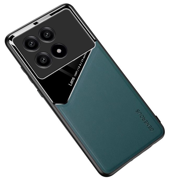 Caja de teléfono de vidrio orgánico de cuero con todo incluido con lámina de hierro metálico, For Xiaomi Redmi 13C, For Xiaomi Redmi K70