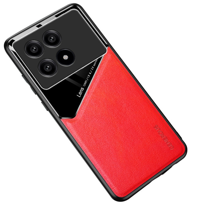 Caja de teléfono de vidrio orgánico de cuero con todo incluido con lámina de hierro metálico, For Xiaomi Redmi 13C, For Xiaomi Redmi K70