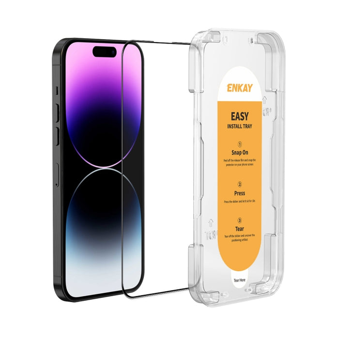 ENKAY Película de vidrio completa de silicio con alto contenido de alúmina de fácil instalación, For iPhone 17 Pro Max, For iPhone 17 Pro, For iPhone 17, For iPhone Air, For iPhone 16 Pro Max, For iPhone 16 Pro, For iPhone 16 Plus, For iPhone 16       ...