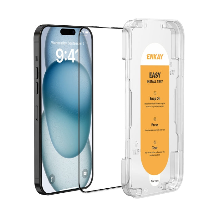 ENKAY Película de vidrio completa de silicio con alto contenido de alúmina de fácil instalación, For iPhone 17 Pro Max, For iPhone 17 Pro, For iPhone 17, For iPhone Air, For iPhone 16 Pro Max, For iPhone 16 Pro, For iPhone 16 Plus, For iPhone 16       ...
