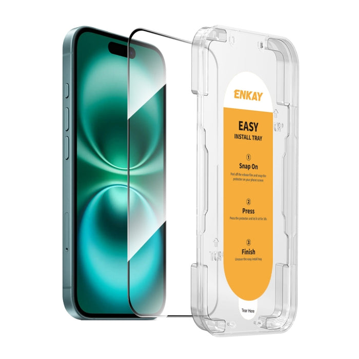ENKAY Película de vidrio completa de silicio con alto contenido de alúmina de fácil instalación, For iPhone 17 Pro Max, For iPhone 17 Pro, For iPhone 17, For iPhone Air, For iPhone 16 Pro Max, For iPhone 16 Pro, For iPhone 16 Plus, For iPhone 16       ...
