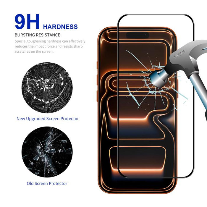 ENKAY Película de vidrio completa de silicio con alto contenido de alúmina de fácil instalación, For iPhone 17 Pro Max, For iPhone 17 Pro, For iPhone 17, For iPhone Air, For iPhone 16 Pro Max, For iPhone 16 Pro, For iPhone 16 Plus, For iPhone 16       ...