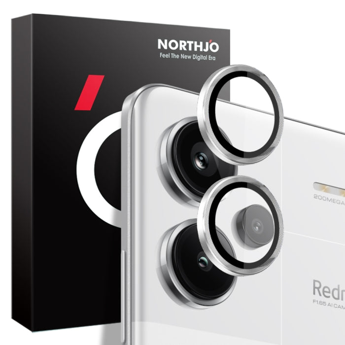 Lente de cámara NORTHJO Película de vidrio templado con anillo de metal con vena CD, For Xiaomi Redmi Note 14 5G, For Xiaomi Redmi Note 13 Pro 4G, For Xiaomi Redmi Note 13 4G, For Xiaomi Redmi Note 13 5G, For Xiaomi Redmi Note 13 Pro+ 5G               ...