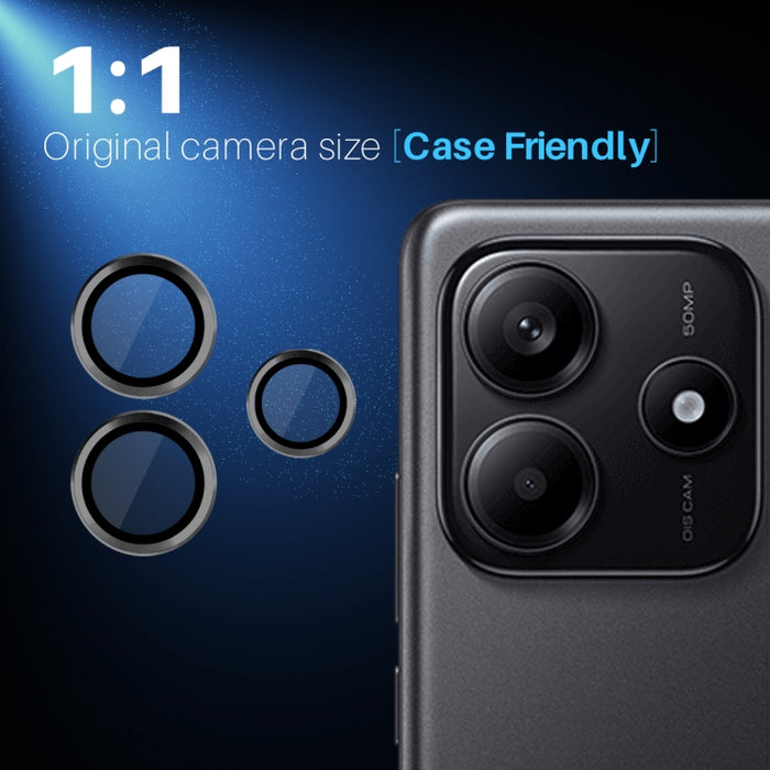 Lente de cámara NORTHJO Película de vidrio templado con anillo de metal con vena CD, For Xiaomi Redmi Note 14 5G, For Xiaomi Redmi Note 13 Pro 4G, For Xiaomi Redmi Note 13 4G, For Xiaomi Redmi Note 13 5G, For Xiaomi Redmi Note 13 Pro+ 5G               ...