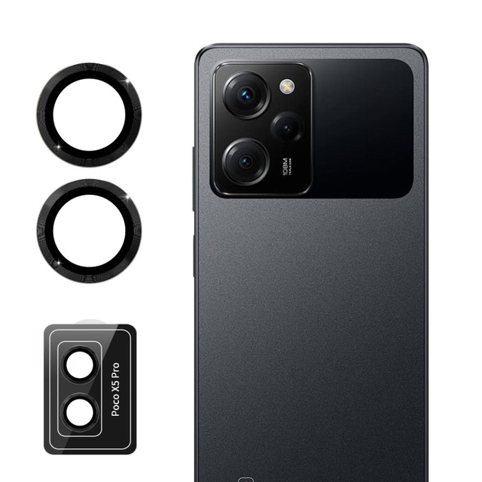 ENKAY Hat-Prince 9H Lente de cámara trasera Película de vidrio templado de aleación de aluminio, For Xiaomi Poco X5 Pro