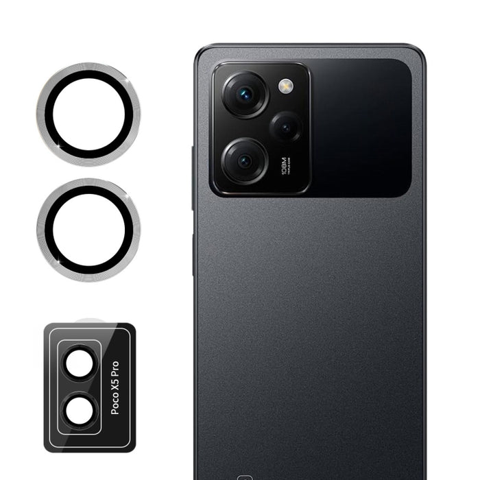 ENKAY Hat-Prince 9H Lente de cámara trasera Película de vidrio templado de aleación de aluminio, For Xiaomi Poco X5 Pro