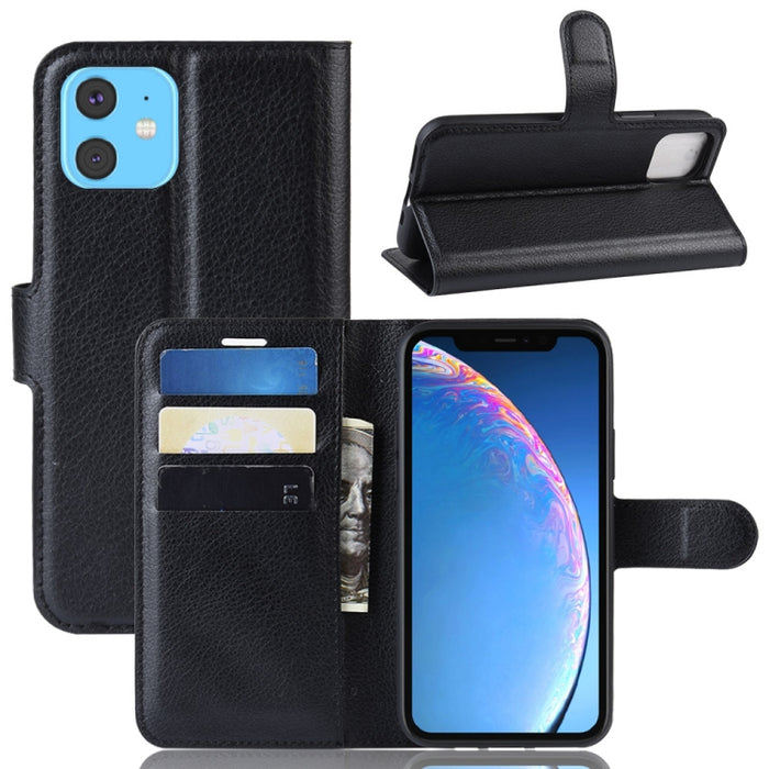 Estuche de cuero con tapa horizontal con textura Litchi para iPhone XIR 2019, con billetera y soporte y ranuras para tarjetas, For iPhone 11, For XIR 2019