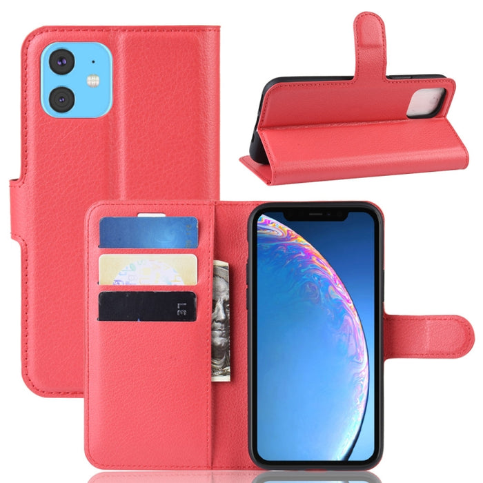 Estuche de cuero con tapa horizontal con textura Litchi para iPhone XIR 2019, con billetera y soporte y ranuras para tarjetas, For iPhone 11, For XIR 2019