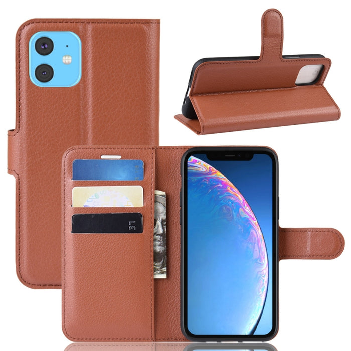 Estuche de cuero con tapa horizontal con textura Litchi para iPhone XIR 2019, con billetera y soporte y ranuras para tarjetas, For iPhone 11, For XIR 2019