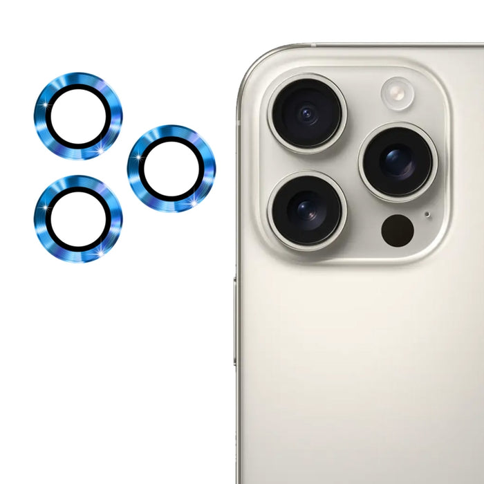 Película de vidrio templado de aleación de aluminio para lente trasera ENKAY 9H, For iPhone 16 Pro / 16 Pro Max