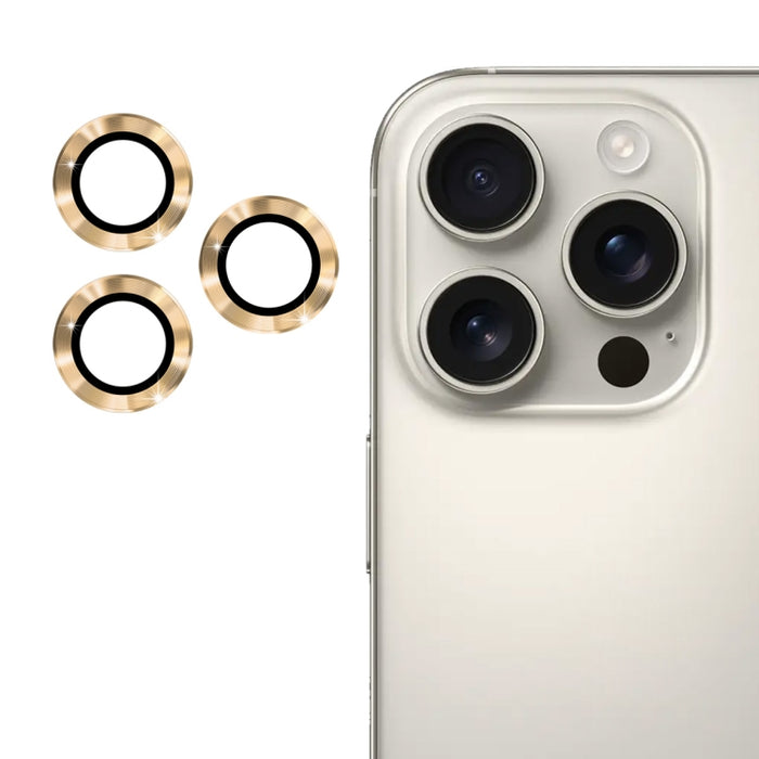 Película de vidrio templado de aleación de aluminio para lente trasera ENKAY 9H, For iPhone 16 Pro / 16 Pro Max