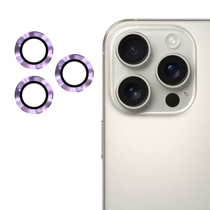 Película de vidrio templado de aleación de aluminio para lente trasera ENKAY 9H, For iPhone 16 Pro / 16 Pro Max