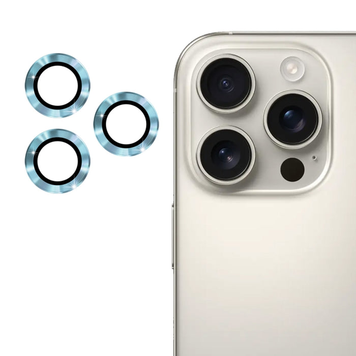Película de vidrio templado de aleación de aluminio para lente trasera ENKAY 9H, For iPhone 16 Pro / 16 Pro Max
