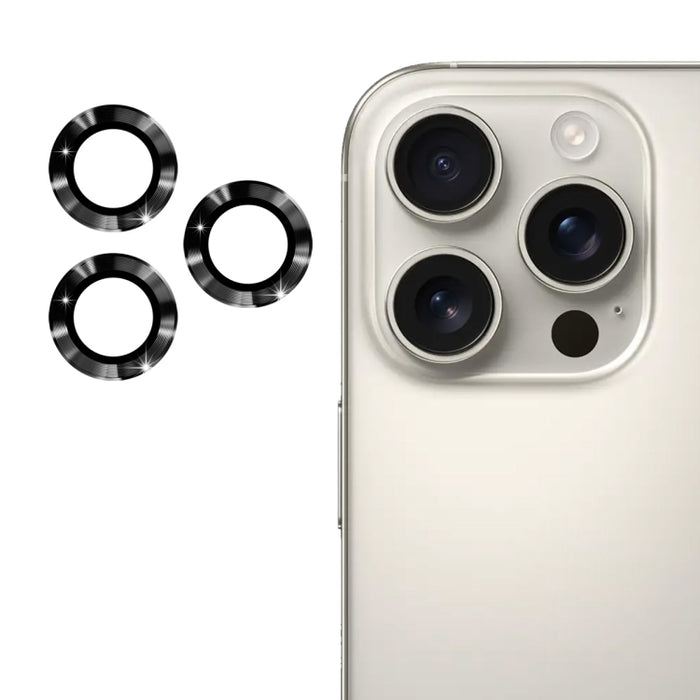 Película de vidrio templado de aleación de aluminio para lente trasera ENKAY 9H, For iPhone 16 Pro / 16 Pro Max