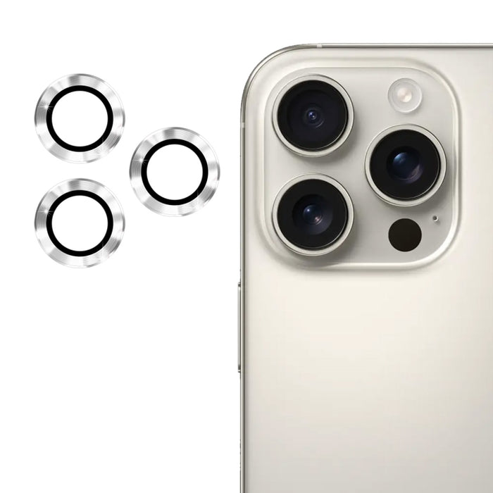 Película de vidrio templado de aleación de aluminio para lente trasera ENKAY 9H, For iPhone 16 Pro / 16 Pro Max