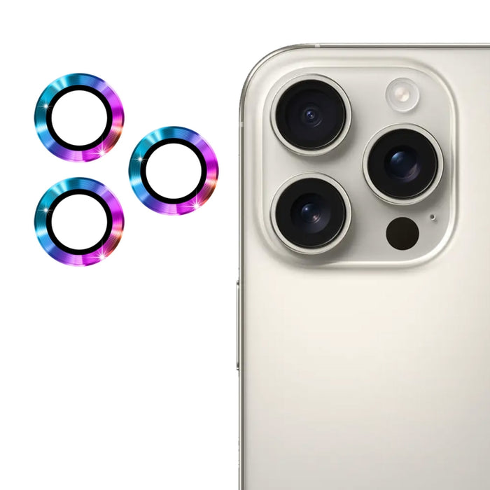 Película de vidrio templado de aleación de aluminio para lente trasera ENKAY 9H, For iPhone 16 Pro / 16 Pro Max