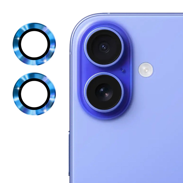Película de vidrio templado de aleación de aluminio con lente trasera ENKAY 9H, For iPhone 16 / 16 Plus