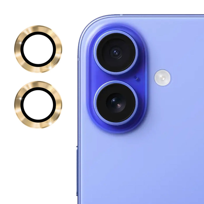 Película de vidrio templado de aleación de aluminio con lente trasera ENKAY 9H, For iPhone 16 / 16 Plus