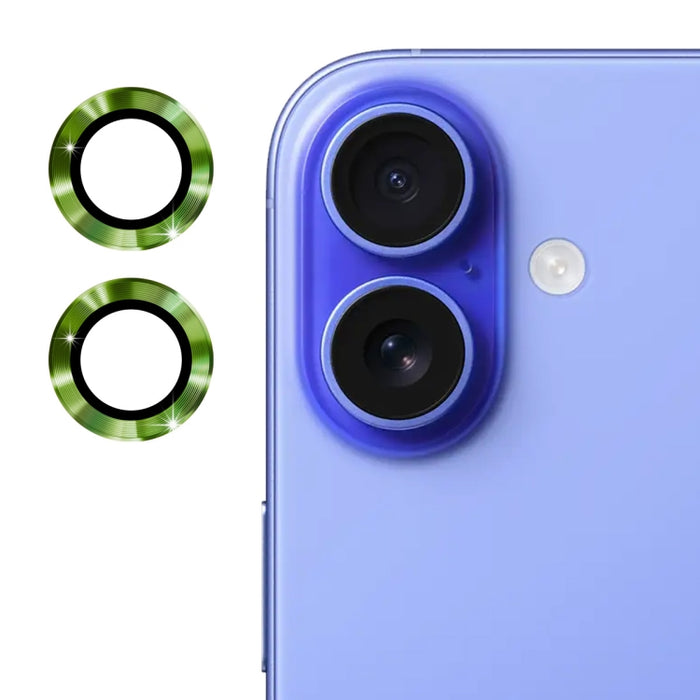 Película de vidrio templado de aleación de aluminio con lente trasera ENKAY 9H, For iPhone 16 / 16 Plus