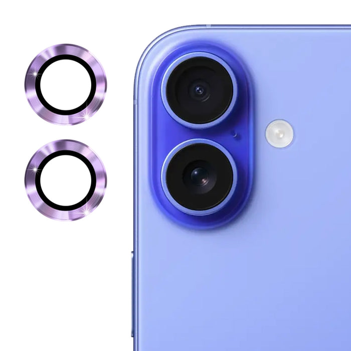 Película de vidrio templado de aleación de aluminio con lente trasera ENKAY 9H, For iPhone 16 / 16 Plus