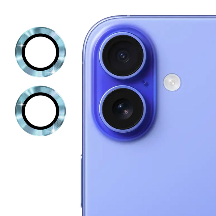 Película de vidrio templado de aleación de aluminio con lente trasera ENKAY 9H, For iPhone 16 / 16 Plus