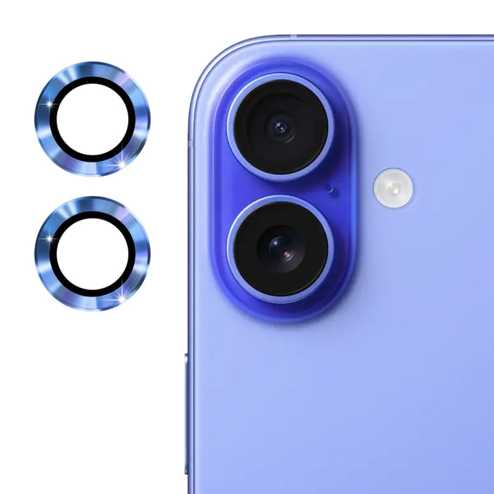 Película de vidrio templado de aleación de aluminio con lente trasera ENKAY 9H, For iPhone 16 / 16 Plus