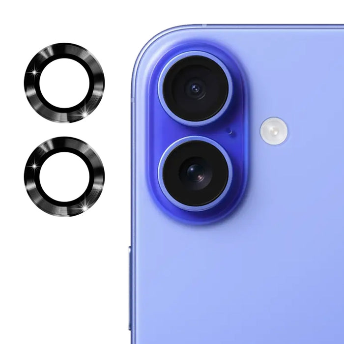 Película de vidrio templado de aleación de aluminio con lente trasera ENKAY 9H, For iPhone 16 / 16 Plus