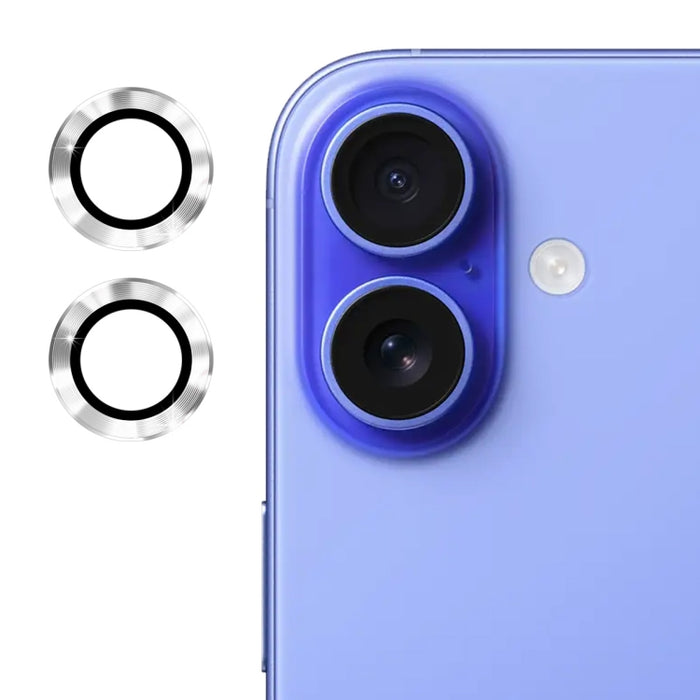 Película de vidrio templado de aleación de aluminio con lente trasera ENKAY 9H, For iPhone 16 / 16 Plus