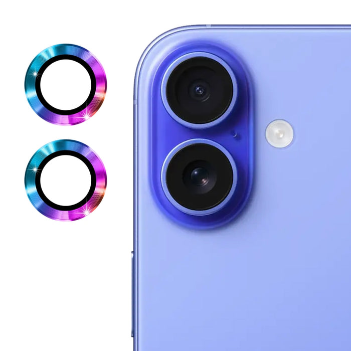 Película de vidrio templado de aleación de aluminio con lente trasera ENKAY 9H, For iPhone 16 / 16 Plus
