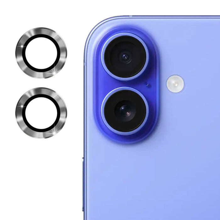 Película de vidrio templado de aleación de aluminio con lente trasera ENKAY 9H, For iPhone 16 / 16 Plus