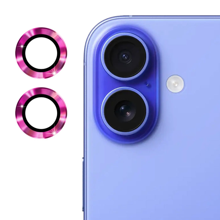 Película de vidrio templado de aleación de aluminio con lente trasera ENKAY 9H, For iPhone 16 / 16 Plus
