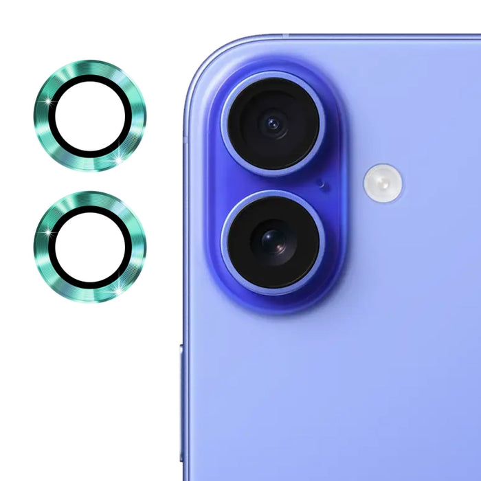 Película de vidrio templado de aleación de aluminio con lente trasera ENKAY 9H, For iPhone 16 / 16 Plus