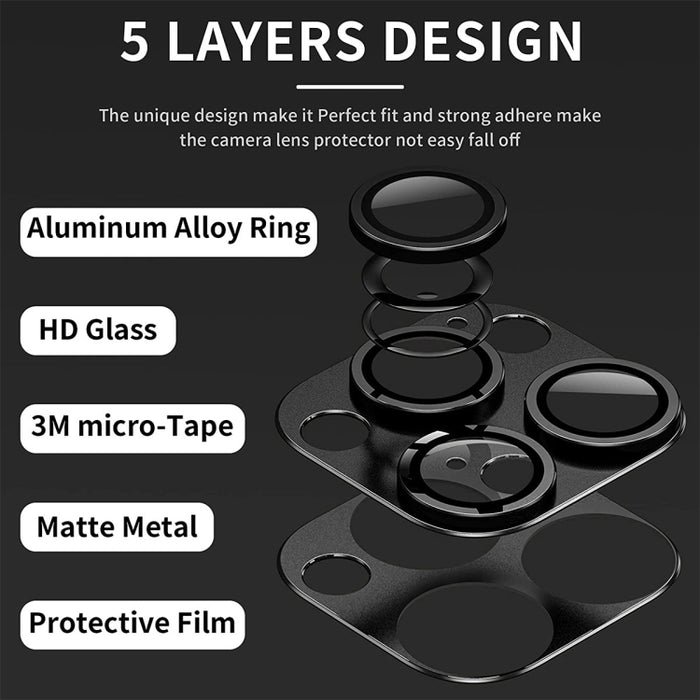 Película de vidrio templado de aleación de aluminio para lentes de cámara antirreflejos ENKAY, For iPhone 16 Pro / 16 Pro Max