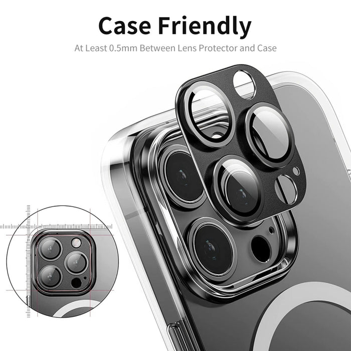 Película de vidrio templado de aleación de aluminio para lentes de cámara antirreflejos ENKAY, For iPhone 16 Pro / 16 Pro Max
