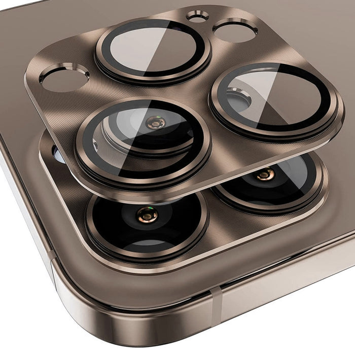 Película de cubierta de lente de vidrio templado de aleación de aluminio ENKAY, For iPhone 16 Pro / 16 Pro Max
