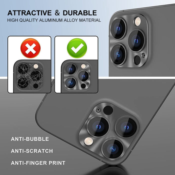 Película de cubierta de lente de vidrio templado de aleación de aluminio ENKAY, For iPhone 16 Pro / 16 Pro Max