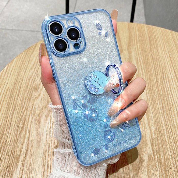 Estuche para teléfono con todo incluido con anillo de flor inmortal con brillo degradado, For iPhone 16 Pro Max, For iPhone 16 Pro, For iPhone 16 Plus, For iPhone 16