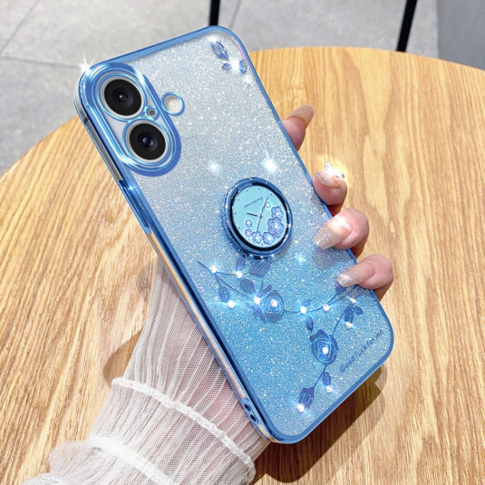Estuche para teléfono con todo incluido con anillo de flor inmortal con brillo degradado, For iPhone 16 Pro Max, For iPhone 16 Pro, For iPhone 16 Plus, For iPhone 16