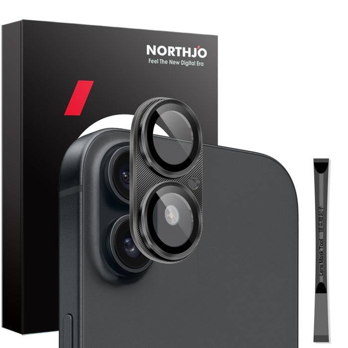 Protector de lente de cámara NORTHJO CD Vein, película de vidrio templado para lente trasera, For iPhone 16 / 16 Plus