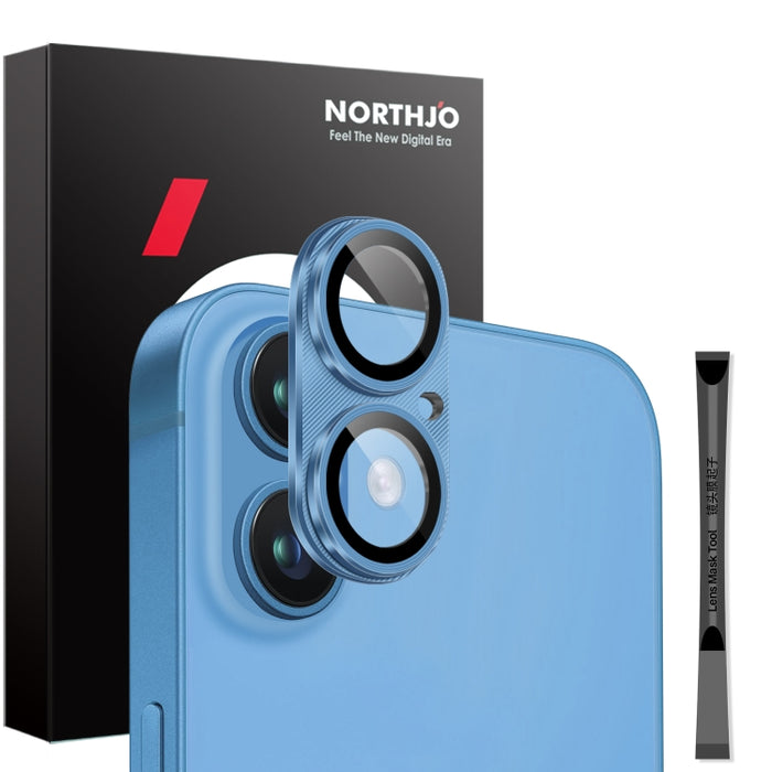 Protector de lente de cámara NORTHJO CD Vein, película de vidrio templado para lente trasera, For iPhone 16 / 16 Plus
