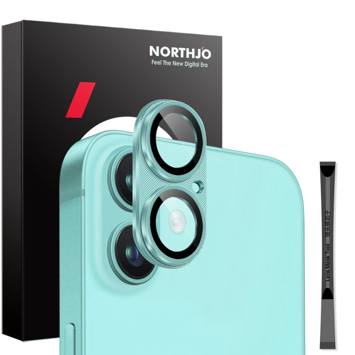 Protector de lente de cámara NORTHJO CD Vein, película de vidrio templado para lente trasera, For iPhone 16 / 16 Plus