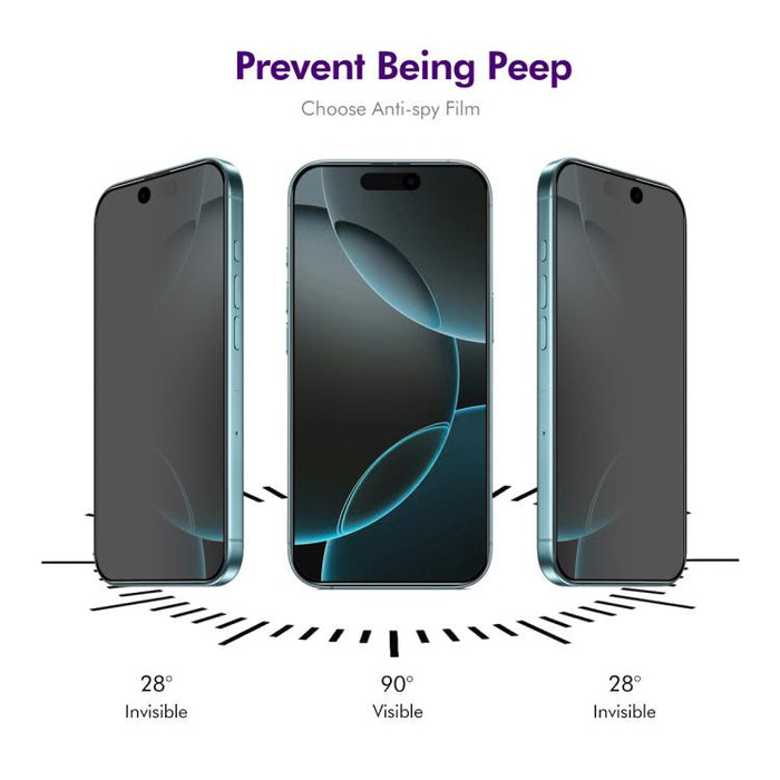 Película de vidrio templado ENKAY Hat-Prince de 28 grados para privacidad y antiespionaje, For iPhone 17 Pro Max, For iPhone 17 Pro, For iPhone 17, For iPhone Air, For iPhone 16 Pro Max, For iPhone 16 Pro, For iPhone 16 Plus, For iPhone 16             ...