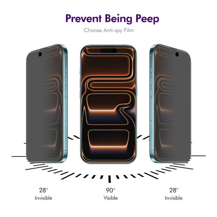 Película de vidrio templado ENKAY Hat-Prince de 28 grados para privacidad y antiespionaje, 5 unidades, For iPhone 17 Pro Max, For iPhone 17 Pro, For iPhone 17, For iPhone Air, For iPhone 16 Pro Max, For iPhone 16 Pro, For iPhone 16 Plus, For iPhone 16 ...