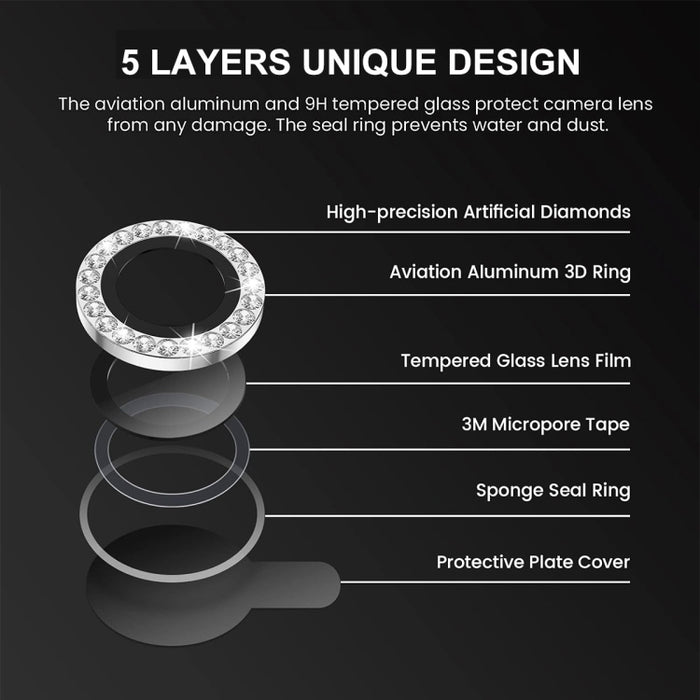 ENKAY AR - Anillo de diamante individual antirreflejo para lente de cámara, película completa de vidrio, For iPhone 16 Pro / 16 Pro Max