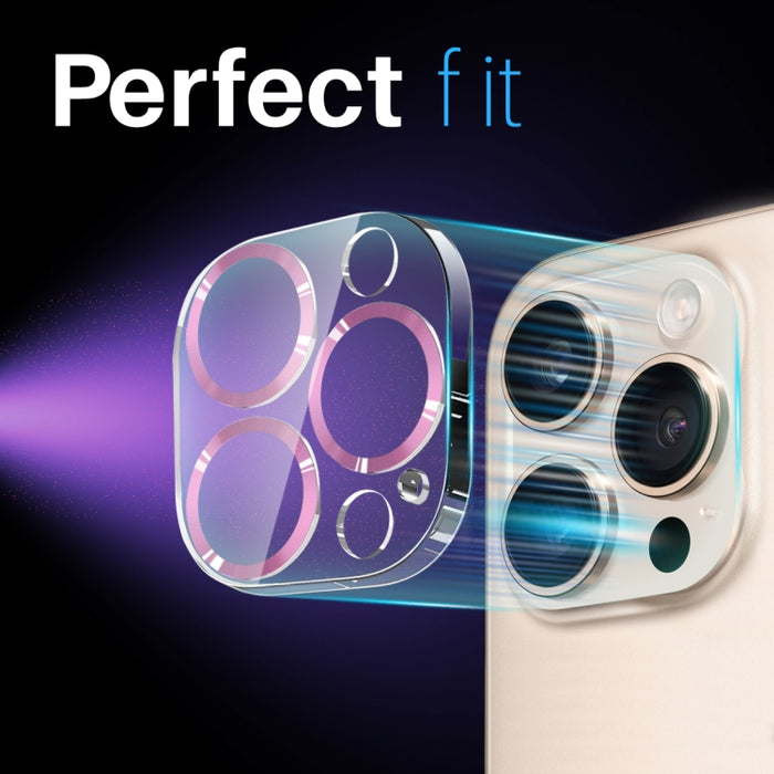 Protector de lente de cámara NORTHJO con vetas de CD y película de vidrio templado 3D, For iPhone 16 Pro / 16 Pro Max, For iPhone 16 / 16 Plus