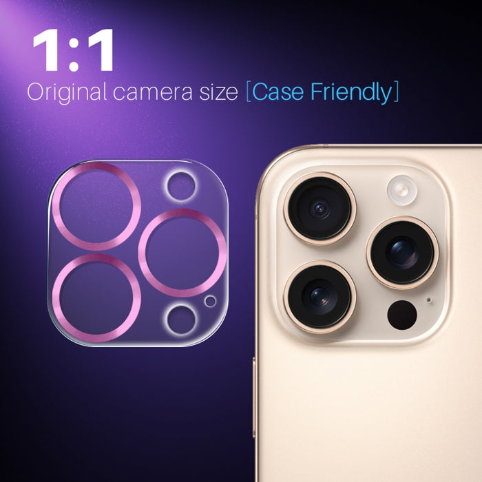 Protector de lente de cámara NORTHJO con vetas de CD y película de vidrio templado 3D, For iPhone 16 Pro / 16 Pro Max, For iPhone 16 / 16 Plus