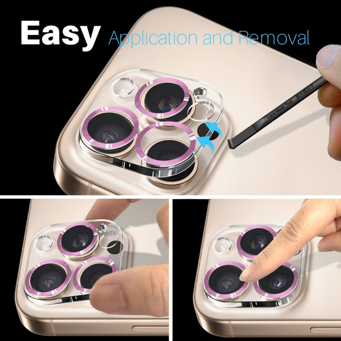 Protector de lente de cámara NORTHJO con vetas de CD y película de vidrio templado 3D, For iPhone 16 Pro / 16 Pro Max, For iPhone 16 / 16 Plus