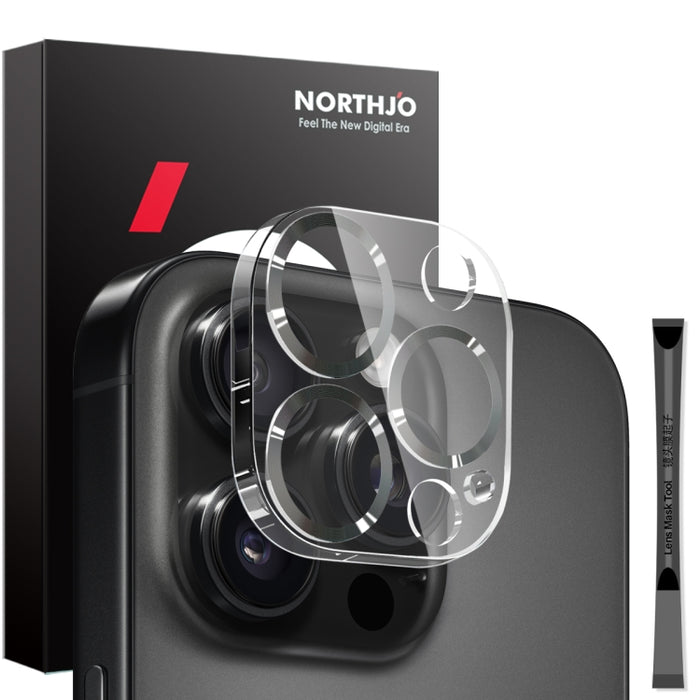 Protector de lente de cámara NORTHJO con vetas de CD y película de vidrio templado 3D, For iPhone 16 Pro / 16 Pro Max, For iPhone 16 / 16 Plus